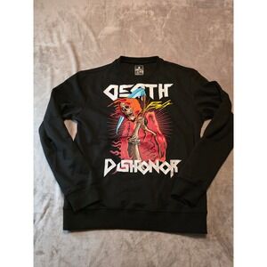 Motive Denim Sweatshirt Mens XL Black Death Before Dishonor Grim Reaper‎ Graphic